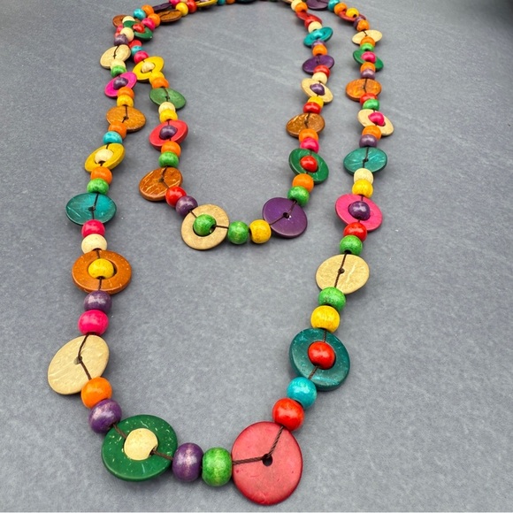 Colorful Wooden Beaded Necklace - Picture 8 of 11